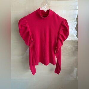 Hot Pink Ruffled Long Sleeve Top